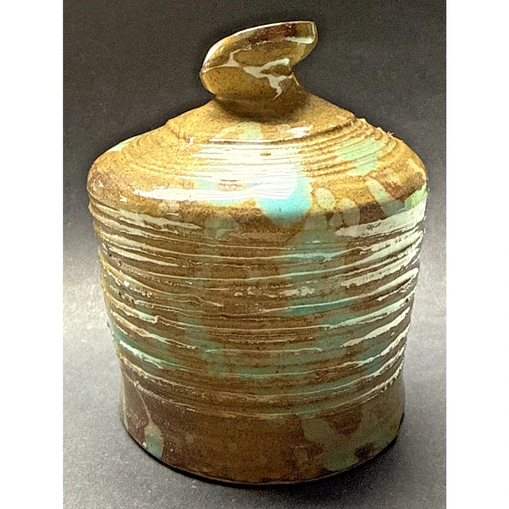 MCM Bailey Studio Art Pottery Glazed Vase Weed Pot Brown Green As Is